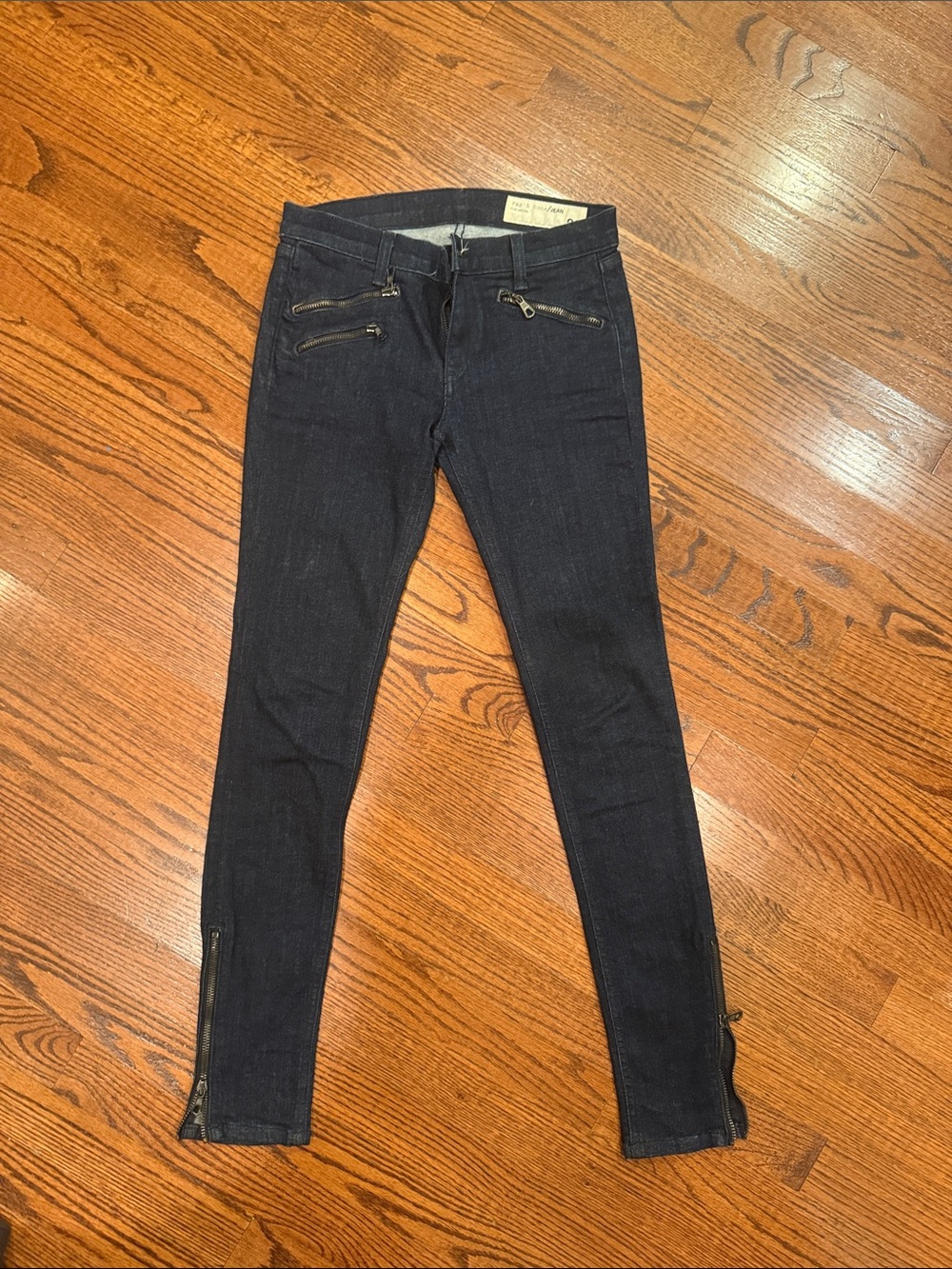 rag & bone for Aritzia Dark Indigo Skinny Jeans with Zipper Accents